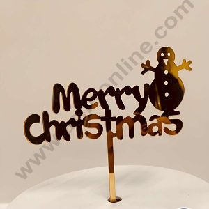 CAKE DECOR™ 5 inch Acrylic Merry Christmas with Snowman Cutout Cake Topper Cake Decoration Dessert Decoration (SBMT-6005)