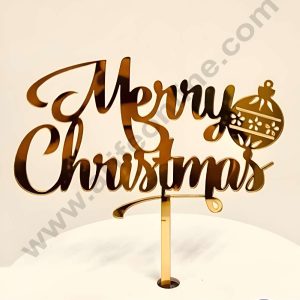 CAKE DECORβ’ 5 inch Acrylic Merry Christmas with Ornament Ball Cutout Cake Topper Cake Decoration Dessert Decoration (SBMT-6006)