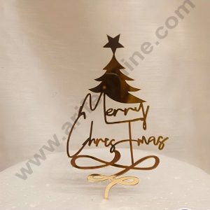 CAKE DECOR™ 5 inch Acrylic Stylish Merry Christmas under Tree Cutout Cake Topper Cake Decoration Dessert Decoration (SBMT-6007)