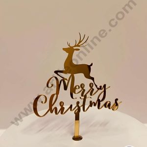 CAKE DECOR™ 5 inch Acrylic Merry Christmas with Reindeer Cutout Cake Topper Cake Decoration (SBMT-6010)