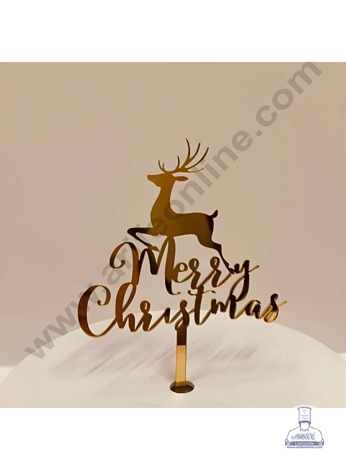 CAKE DECORβ’ 5 inch Acrylic Merry Christmas with Reindeer Cutout Cake Topper Cake Decoration (SBMT-6010)
