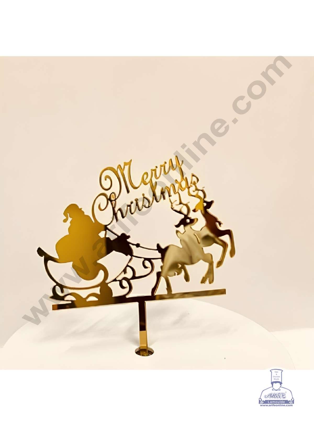 CAKE DECORβ’ 5 inch Acrylic Merry Christmas with Santa Claus & Reindeers Cutout Cake Topper Cake Decoration (SBMT-6012)