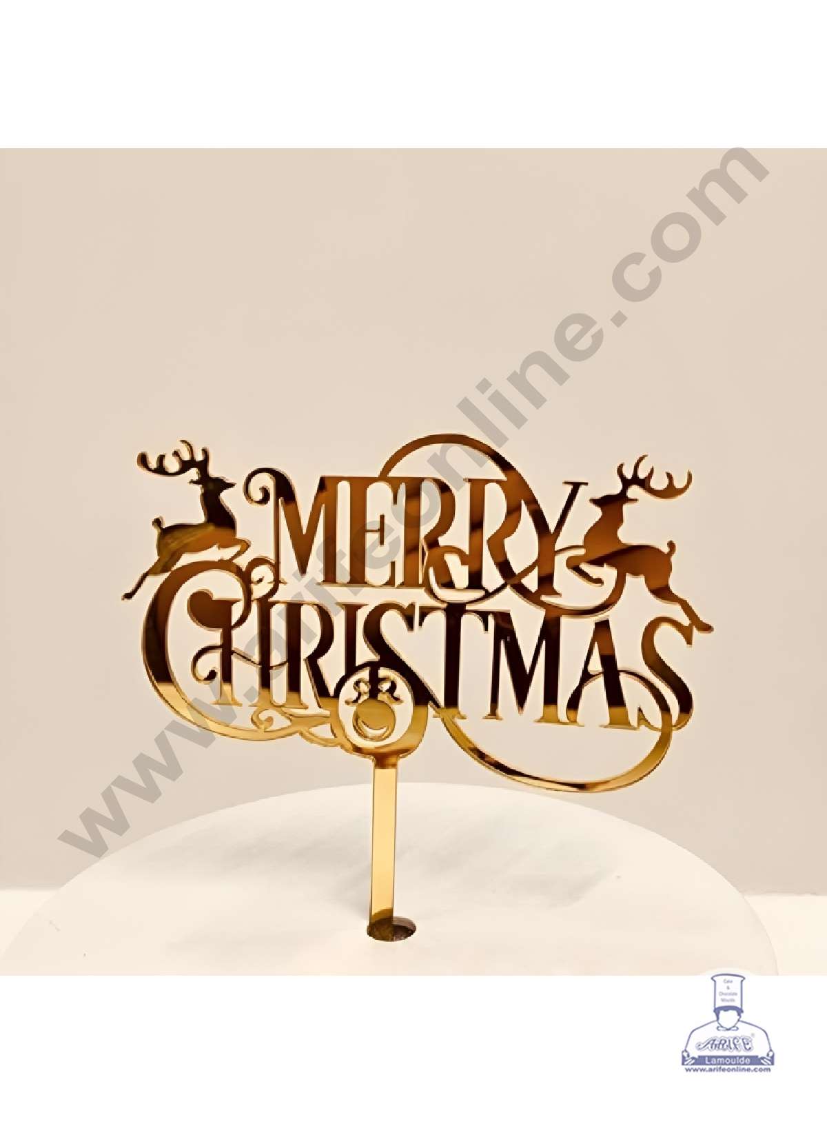 CAKE DECORβ’ 5 inch Acrylic Classic Merry Christmas with Reindeers Cutout Cake Topper Cake Decoration (SBMT-6013)