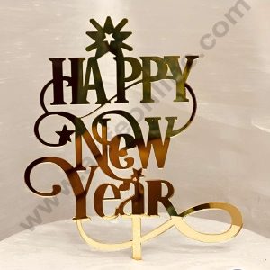 CAKE DECOR™ 5 inch Acrylic Bold Happy New Year with Stars Cutout Cake Topper Cake Decoration (SBMT-6019)