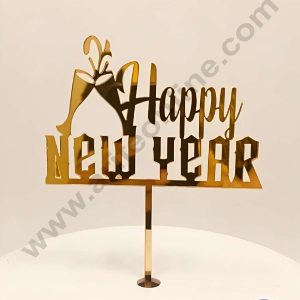 CAKE DECOR™ 5 inch Acrylic Happy New Year with Cheers Glass Cutout Cake Topper Cake Decoration (SBMT-6022)