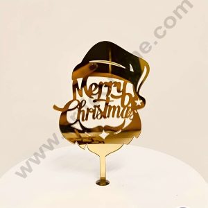 CAKE DECOR™ 5 inch Acrylic Merry Christmas with Santa Claus Cutout Cake Topper Cake Decoration (SBMT-6024)