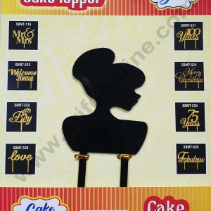Cake Decor Mirror Finshing Acrylic Cake Topper Black Lady Face