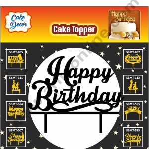 Cake Decor 6 inch Acrylic Finishing Black Cake Topper Happy Birthday with S Shape
