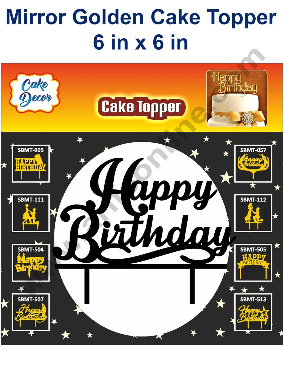 Cake Decor 6 inch Acrylic Finishing Black Cake Topper Happy Birthday with S Shape