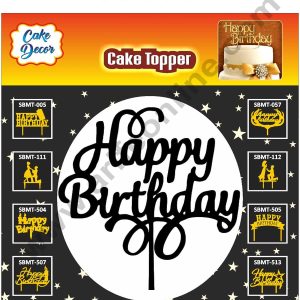 Cake Decor 6 inch Acrylic Finishing Black Cake Topper Circle Happy Birthday