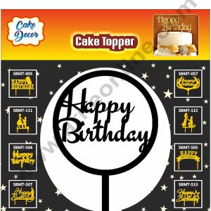 Cake Decor 6 inch Acrylic Finishing Black Cake Topper Happy Birthday with Round