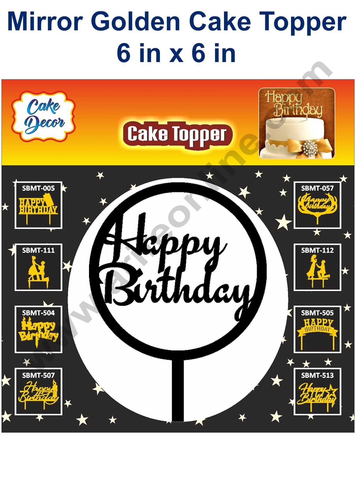 Cake Decor 6 inch Acrylic Finishing Black Cake Topper Happy Birthday with Round