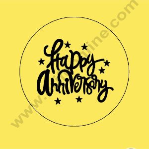 CAKE DECORβ’ Acrylic Happy Anniversary with Stars Coin Topper for Cake and Cupcakes ( SBMT-Coin-048 )