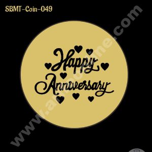 CAKE DECOR™ Acrylic Happy Anniversary Coin Topper for Cake and Cupcakes ( SBMT-Coin-049 )
