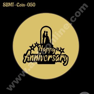 CAKE DECOR™ Acrylic Happy Anniversary Coin Topper for Cake and Cupcakes ( SBMT-Coin-050 )