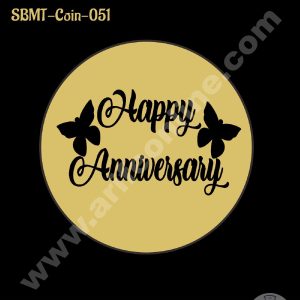 CAKE DECOR™ Acrylic Happy Anniversary Coin Topper for Cake and Cupcakes ( SBMT-Coin-051 )