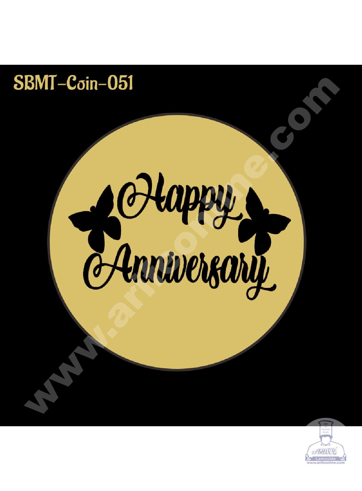 CAKE DECORβ’ Acrylic Happy Anniversary Coin Topper for Cake and Cupcakes ( SBMT-Coin-051 )