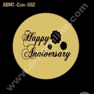 CAKE DECORβ’ Acrylic Happy Anniversary Coin Topper for Cake and Cupcakes ( SBMT-Coin-052 )