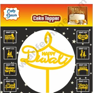 Cake Decor 6 inch Mirror Finshing Acrylic Cake Topper Happy Diwali