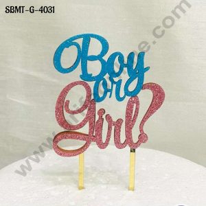CAKE DECOR™ 5 inch Acrylic Pink & Blue Glitter Boy Or Girl Cake Topper (SBMT-G-4031)