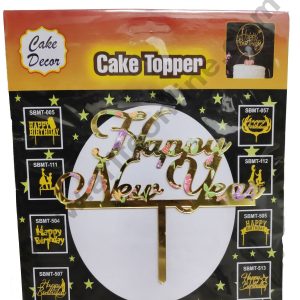 Cake Decor 6 inch Mirror with Printed Finshing Acrylic Cake Topper Happy New Year