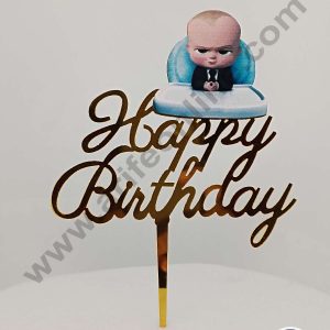 CAKE DECOR™ 5 inch Imported Acrylic Happy Birthday Baby Boss Theme Cake Topper Cake Decoration Dessert Decoration (SBMT-IMP-015)