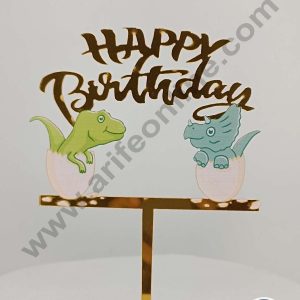 CAKE DECOR™ 5 inch Imported Acrylic Happy Birthday Dinosaurs Theme Cake Topper Cake Decoration Dessert Decoration (SBMT-IMP-018)