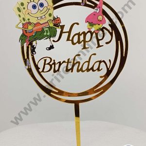 CAKE DECOR™ 5 inch Imported Acrylic Happy Birthday SpongeBob & Patrick Star Theme Cake Topper Cake Decoration Dessert Decoration (SBMT-IMP-020)