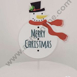 CAKE DECOR™ 5 inch Imported Acrylic Merry Christmas Snow Man Theme Cake Topper Cake Decoration Dessert Decoration (SBMT-IMP-023)