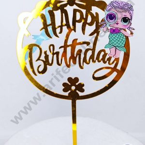 CAKE DECOR™ 5 inch Imported Acrylic Happy Birthday Baby Doll Theme Cake Topper - Mermaid Dress (SBMT-IMP-026)