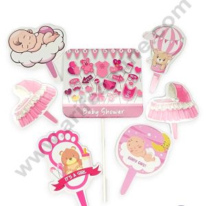 CAKE DECOR™ 7 pcs It's A Girl Theme Paper Topper For Cake And Cupcake (SBMT-PT-173)