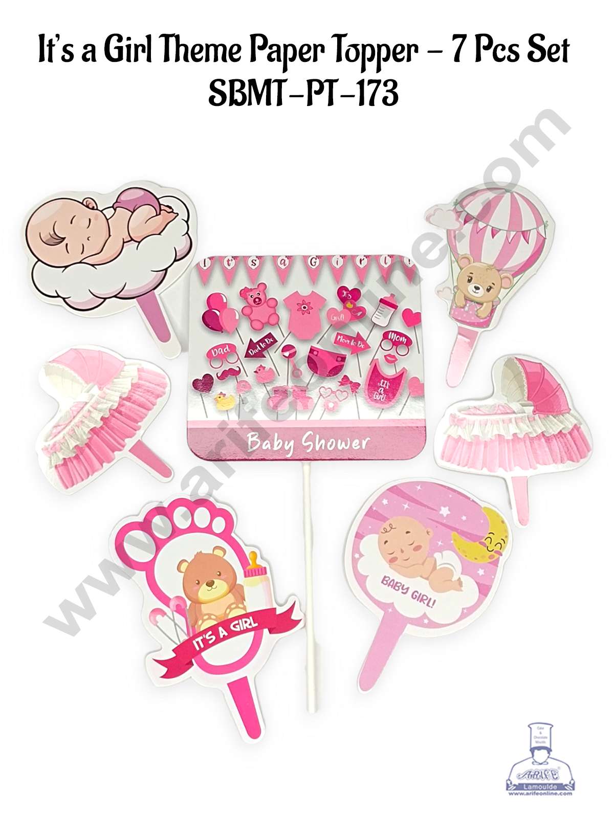 CAKE DECORβ’ 7 pcs It's A Girl Theme Paper Topper For Cake And Cupcake (SBMT-PT-173)