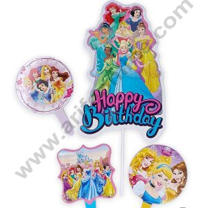 CAKE DECOR™ 4 Pcs Disney Princess Theme Paper Topper For Cake And Cupcake | Assorted Design (SBMT-PT-175)