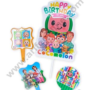 CAKE DECOR™ 4 Pcs Cocomelon Theme Paper Topper For Cake And Cupcake | Assorted Design (SBMT-PT-187)