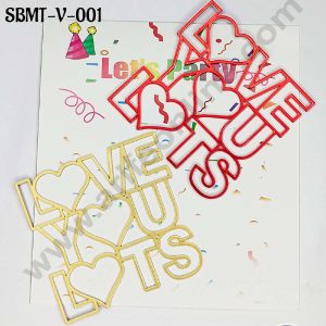 CAKE DECOR™ 3 inch Red & Gold Acrylic Love You Lots Cutout Cake Topper (SBMT-V-001) - 2 pcs Pack