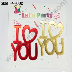 CAKE DECOR™ 3 inch Red & Gold Acrylic I Love You Cutout Cake Topper (SBMT-V-002) - 2 pcs Pack