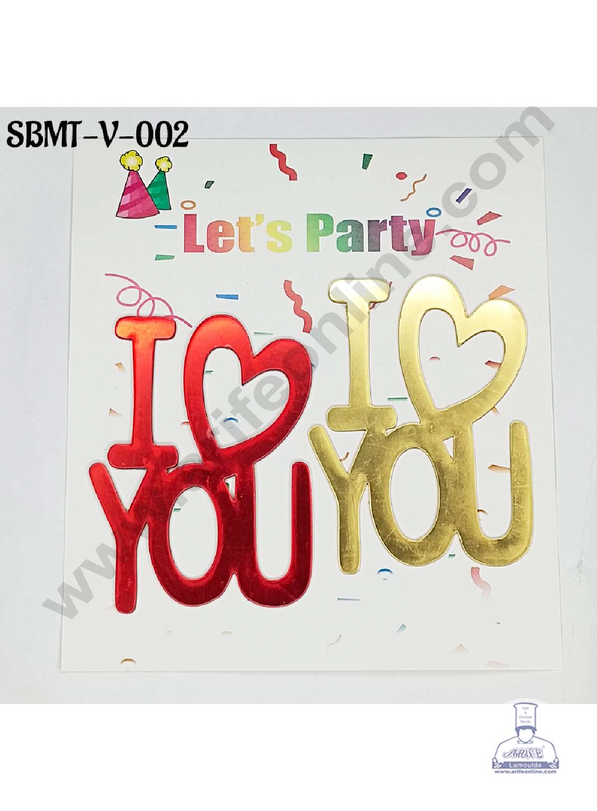 CAKE DECORβ’ 3 inch Red & Gold Acrylic I Love You Cutout Cake Topper (SBMT-V-002) - 2 pcs Pack