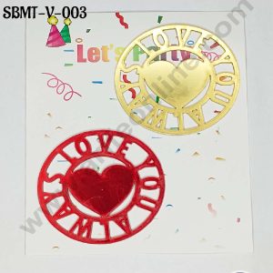 CAKE DECOR™ 3 inch Red & Gold Acrylic Love You Always with Heart Cutout Cake Topper (SBMT-V-003) - 2 pcs Pack