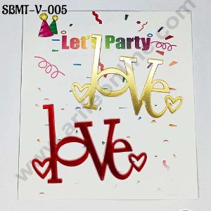 CAKE DECOR™ 3 inch Red & Gold Acrylic Simple Love Cutout Cake Topper (SBMT-V-005) - 2 pcs Pack