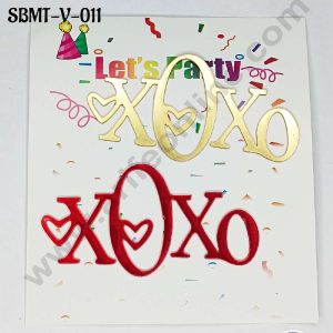 CAKE DECOR™ 3 inch Red & Gold Acrylic Cute XOXO Cutout Cake Topper (SBMT-V-011) - 2 pcs Pack