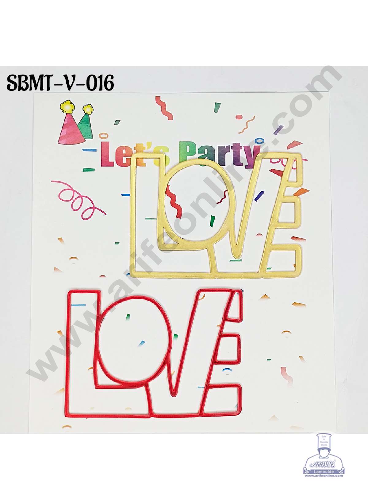 CAKE DECORβ’ 3 inch Red & Gold Acrylic Love Cutout Cake Topper (SBMT-V-016) - 2 pcs Pack