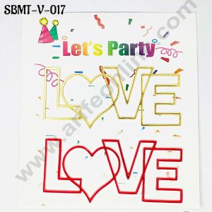 CAKE DECOR™ 3 inch Red & Gold Acrylic Love Cutout with Heart Cake Topper (SBMT-V-017) - 2 pcs Pack