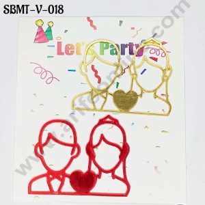 CAKE DECOR™ 3 inch Red & Gold Acrylic Couple Cutout Cake Topper (SBMT-V-018) - 2 pcs Pack