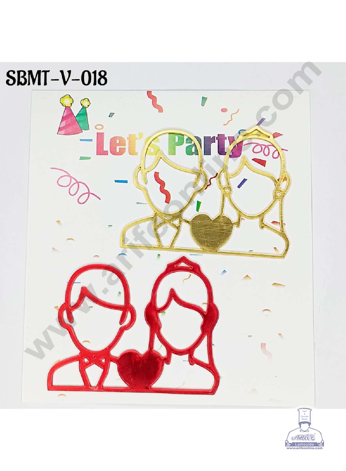 CAKE DECORβ’ 3 inch Red & Gold Acrylic Couple Cutout Cake Topper (SBMT-V-018) - 2 pcs Pack