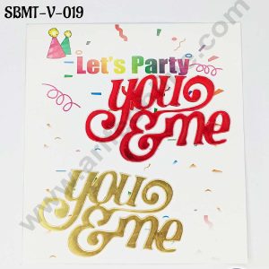 CAKE DECOR™ 3 inch Red & Gold Acrylic You & Me Cake Topper (SBMT-V-019) - 2 pcs Pack