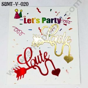 CAKE DECOR™ 3 inch Red & Gold Acrylic Cute with Heart Arrow Cake Topper (SBMT-V-020) - 2 pcs Pack