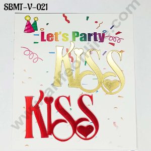 CAKE DECOR™ 3 inch Red & Gold Acrylic Kiss Cake Topper (SBMT-V-021) - 2 pcs Pack