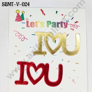 CAKE DECOR™ 3 inch Red & Gold Acrylic I Love U Cake Topper (SBMT-V-024) - 2 pcs Pack