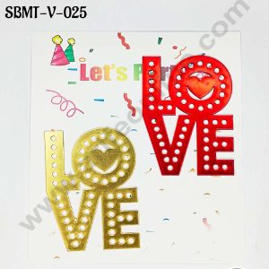 CAKE DECOR™ 3 inch Red & Gold Acrylic Love Cake Topper (SBMT-V-025) - 2 pcs Pack