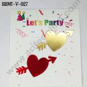 CAKE DECOR™ 3 inch Red & Gold Acrylic Heart with Arrow Cake Topper (SBMT-V-027) - 2 pcs Pack